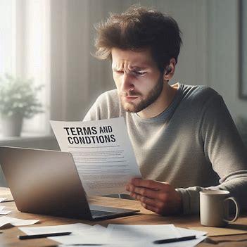 person reading terms and conditions